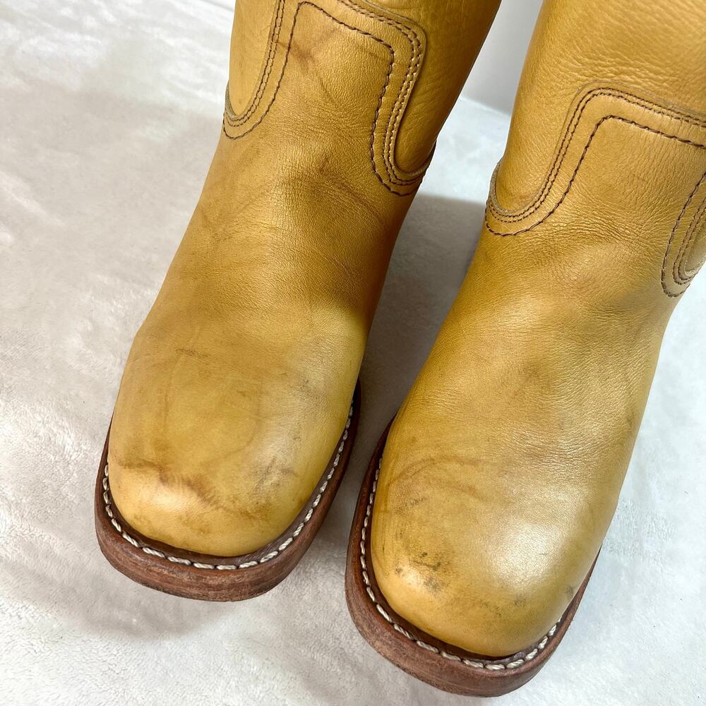 FRYE Campus Boots 14L Banana Tall Leather Pull On Womens Size 8 M - Picture 12 of 17
